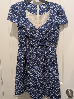 Blue Floral Fit-and-Flare Romper